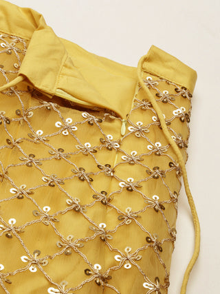 Fabulous Yellow gold Sequined net Lehenga