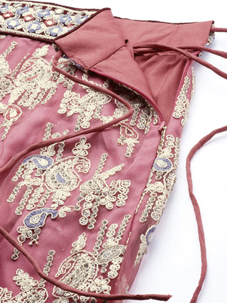 Thread and sequin embroidered Burgundy Lehenga