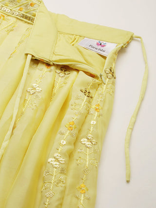 Yellow Georgette Sequence embroidered Lehenga