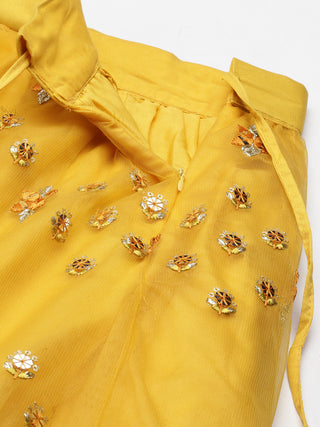 Sun flower Yellow Net Sequin embroidered Lehenga