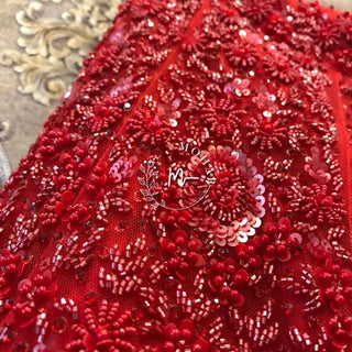 Red Monochrome Indo Western Reception Lehenga