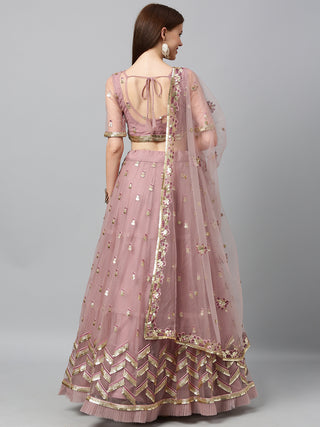 Sequin Rose gold Net Lehenga set