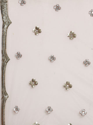Sequin embroidered peach Net Lehenga