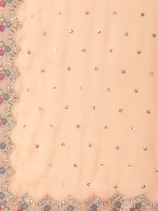 Georgette Sequence and crystal embroidered pretty peach Lehenga