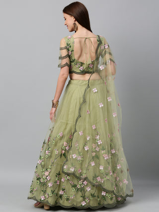 Pista Green Net Lehenga set