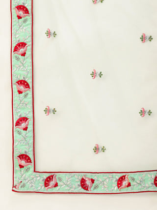 Sea green net floral sequin and thread work Lehenga
