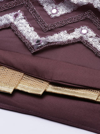 Burgundy Chevron pattern mirror and  sequin work net Lehenga set