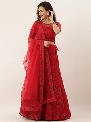 Vivid red Lehenga set