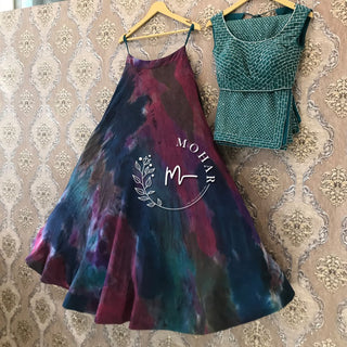 Silk tie dye lehenga