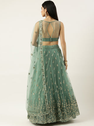 Floral Sequin embroidered net Lehenga