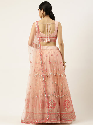 Peach and gold Sequin embroidered Lehenga