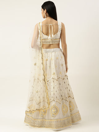 Cream and gold Sequin embroidered Lehenga