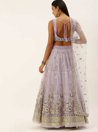 Mauve heavyily embroidered Lehenga