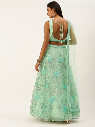 Sea Green and silver Sequin embroidered Lehenga