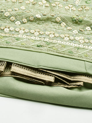 Pretty Pistachio green Georgette Sequence embroidered Lehenga