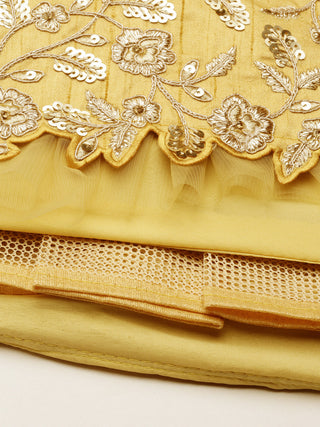 Fabulous Yellow gold Sequined net Lehenga