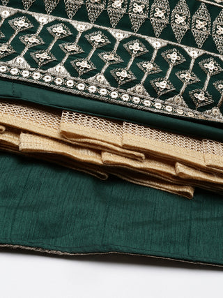 Dark green Georgette gold Sequence work lehenga choli