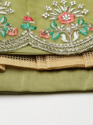 Mehendi green Net Sequin and zari embroidered Lehenga