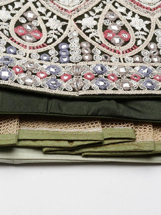 Thread and sequin embroidered green Lehenga