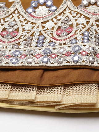 Thread and sequin embroidered ombre mustard Lehenga