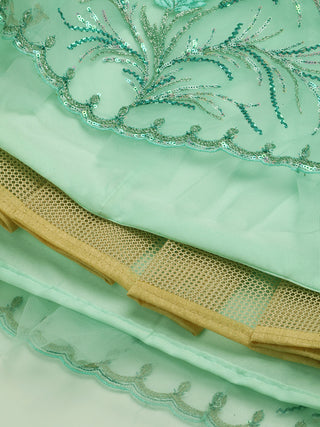 Sea Green and silver Sequin embroidered Lehenga