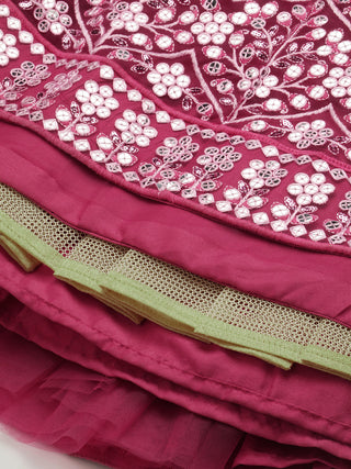 Rose Pink color Sequin embroidered Lehenga