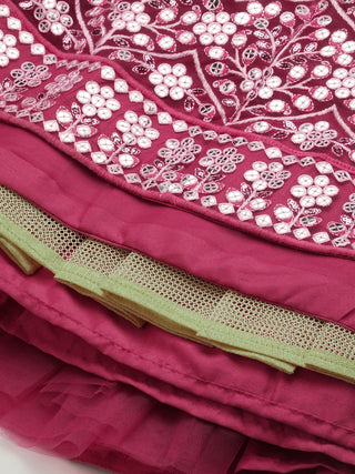 Rose Pink color Sequin embroidered Lehenga