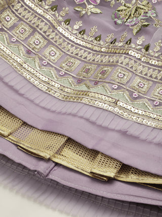 Mauve heavyily embroidered Lehenga