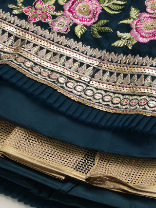 Dark Blue heavy sequin & thread embroidered Lehenga