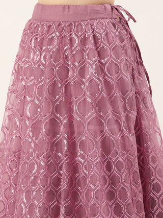 dusty pink silver Sequin embroidered Lehenga
