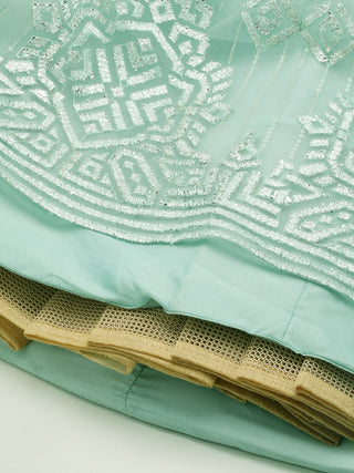 Pastel Sea green gota patti embroidered net Lehenga