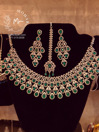 Cubic Zircon AD Indian Bridal Jewelry set 17