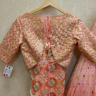 Ombre silk bandhani lehenga