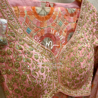 Ombre silk bandhani lehenga