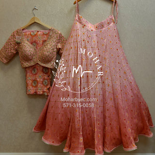 Ombre silk bandhani lehenga