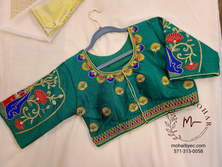 Traditional Green Saree Blouse