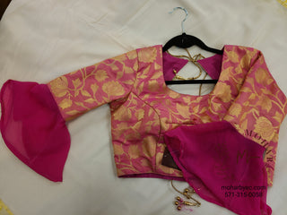 Pink Brocade Backless Blouse
