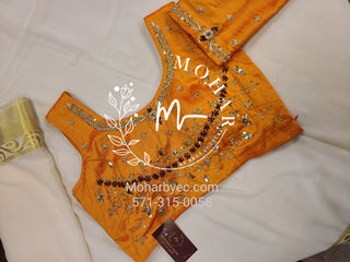 Orange Silk Zardosi Embroidered Blouse