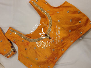 Orange Silk Zardosi Embroidered Blouse