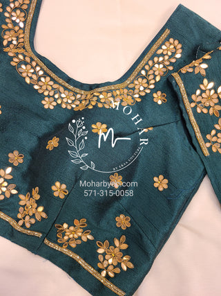 Green Silk Zardosi Embroidered Blouse