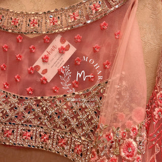 Pink net reception Lehenga