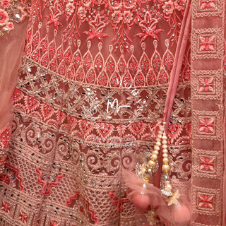 Pink net reception Lehenga