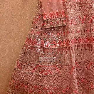 Pink net reception Lehenga