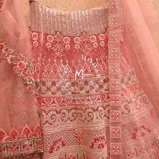 Pink net reception Lehenga