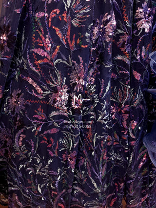 Midnight blue colorful wedding Lehenga