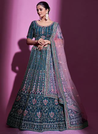 Crepe Lehenga choli in Teal