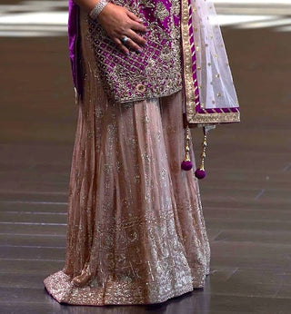 Purple and Pink Silk Sharara set