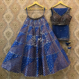 Blue Raw Silk Lehenga set