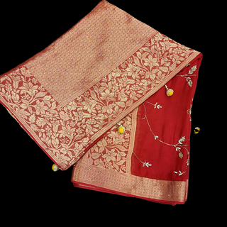 Red Silk Banarasi Saree and blouse set