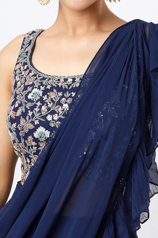Navy Blue embroidered Lehenga set